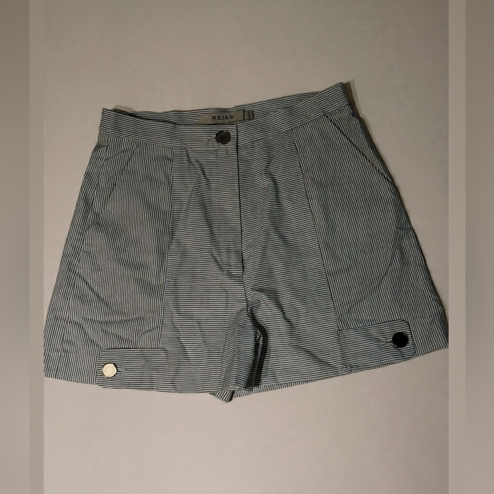 Reiss Gray Striped High Waist Women's Shorts